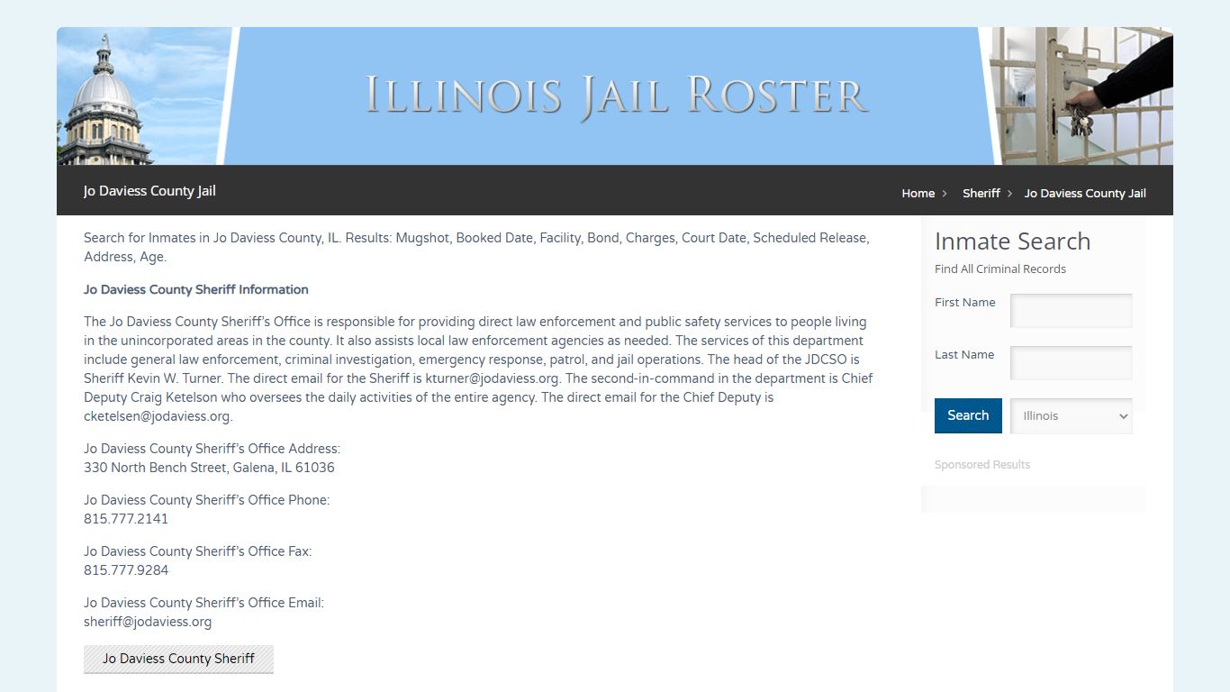 Jo Daviess County Jail | Jail Roster Search